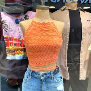 S Hollister knitted crop top